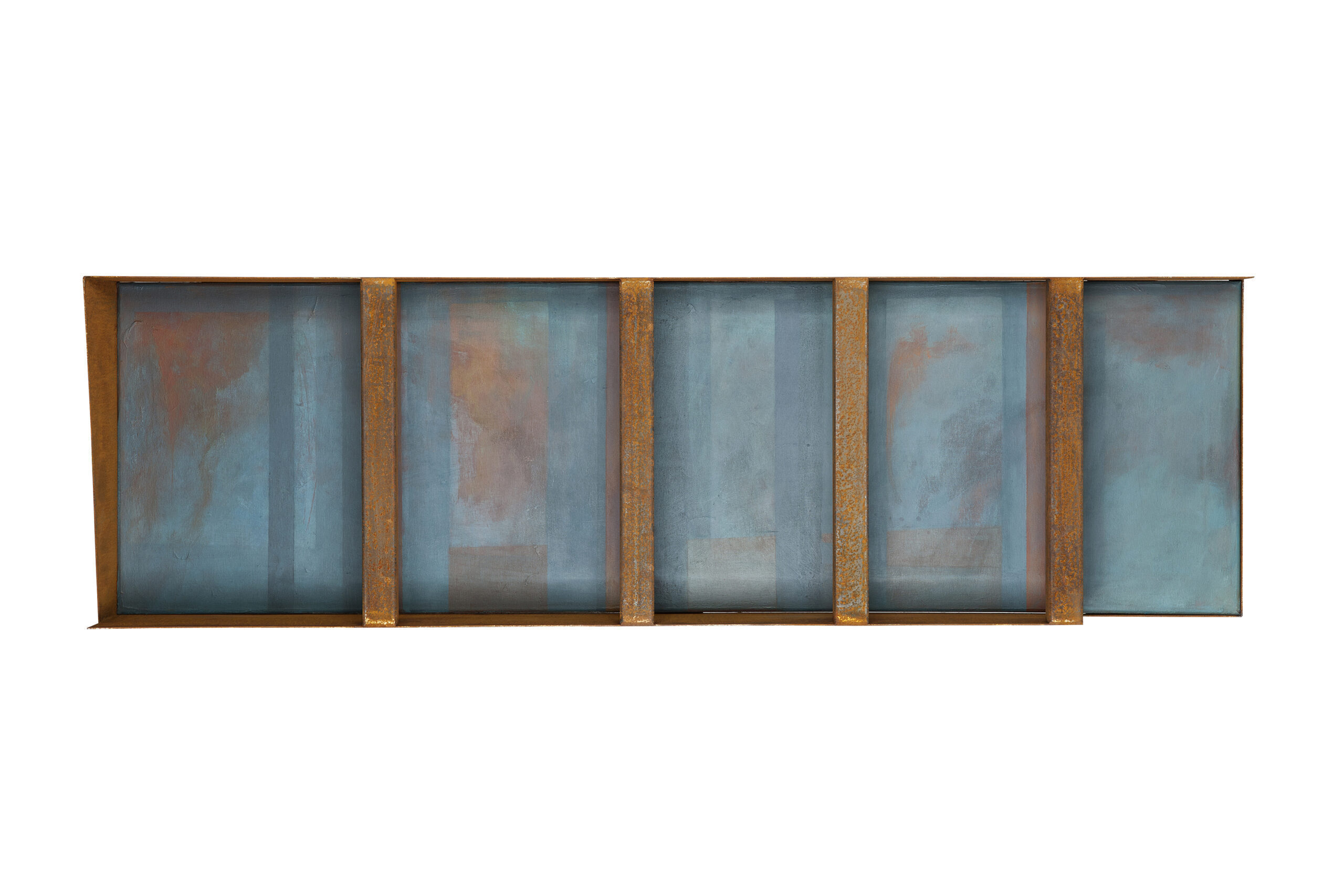KOLUMNADA_ stal, MDF, akryl, 55x140 cm