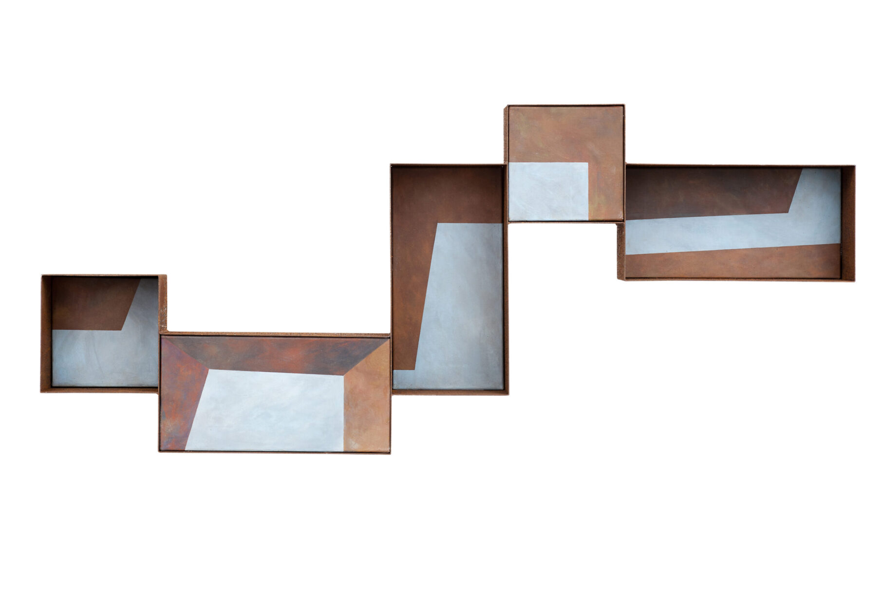 NA PRZESTRZAŁ_OBRAZ PÓŁKA_stal, MDF, akryl_65X145CM_300